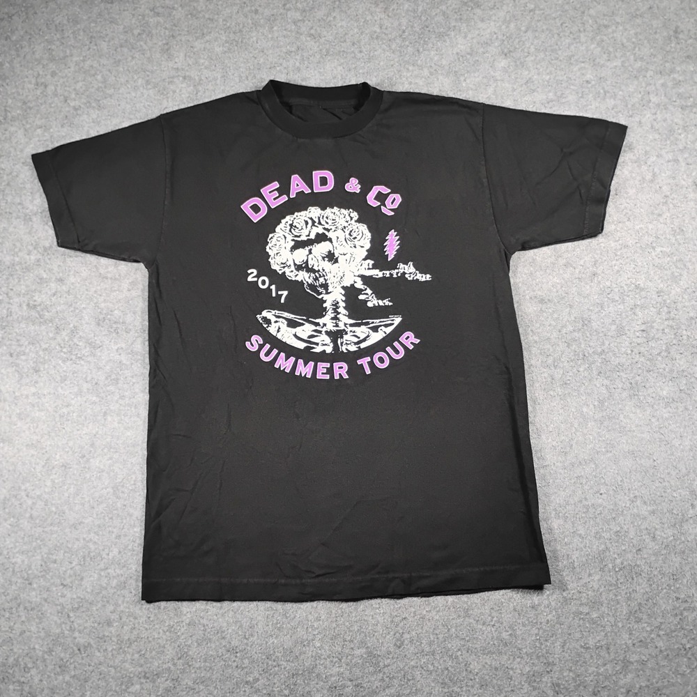 Dead & Co 2017 Summer Tour Graphic T-Shirt Black Men Size S Skull Roses Concert
